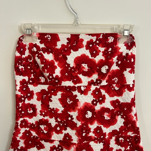 Tocca Red White Floral Strapless Formal Valentine’s Day Cocktail Classic Dress 4 - Picture 6 of 10